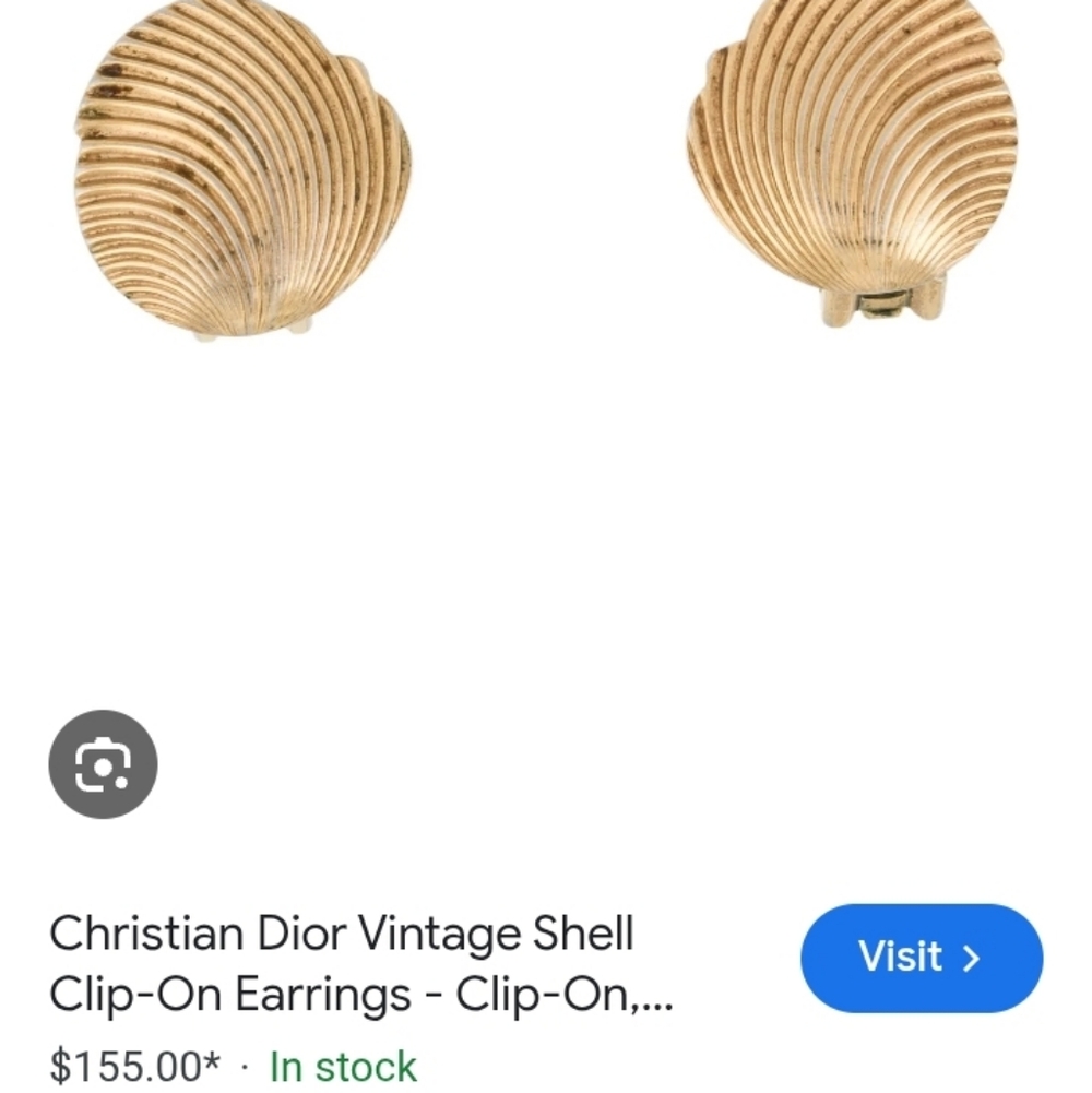 Gold 1980s CRISTIAN DIOR shell Earrings ,pierced Or Can Make Clip On. - Picture 5 of 5